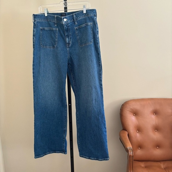 J. Crew Blue Slim Wide Leg Jeans US Size 14 - Picture 1 of 9